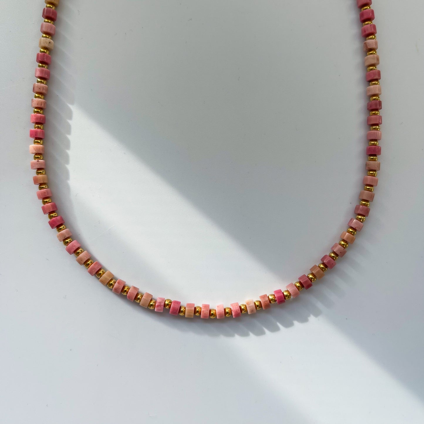 Rhodonite Disc Heishi Necklace