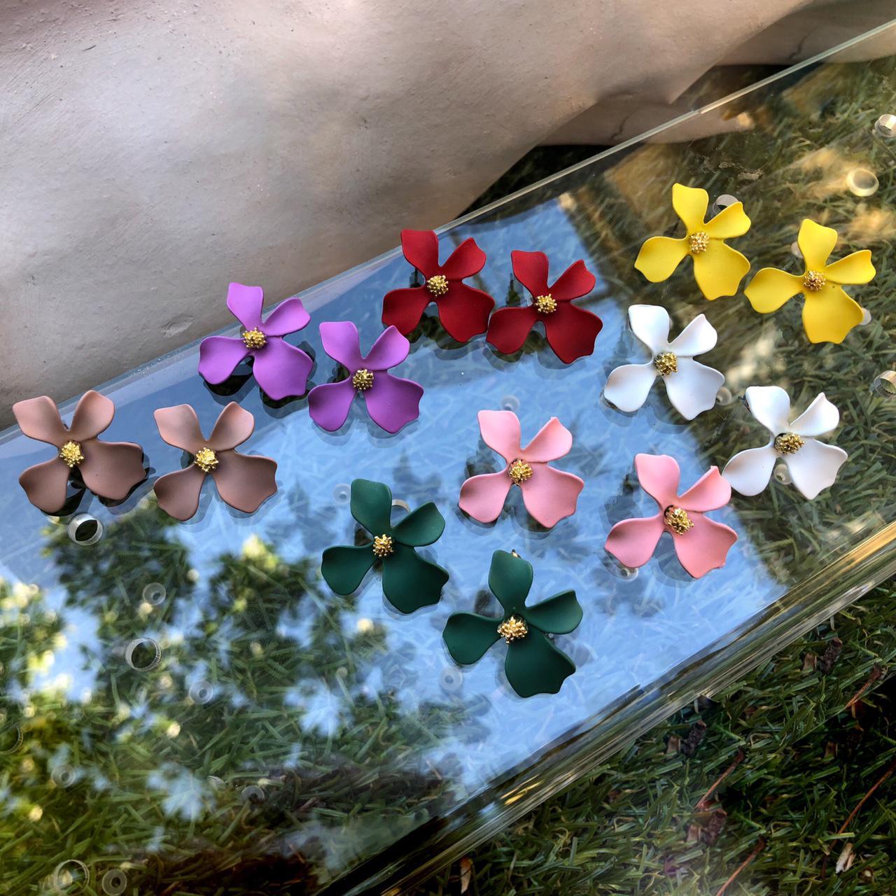 Red Bloom Stud Earrings