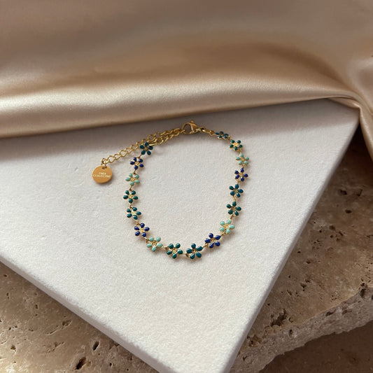 Blue Daisy Bracelet | 18K Gold Plated