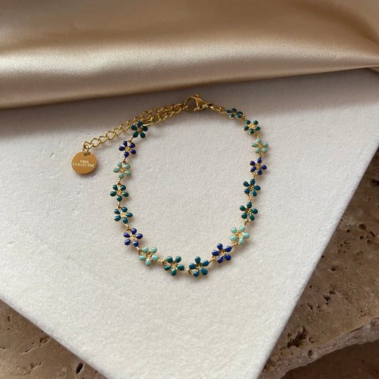 Blue Daisy Bracelet | 18K Gold Plated