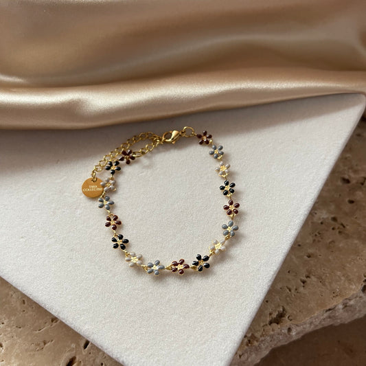 Brown Daisy Bracelet | 18K Gold Plated