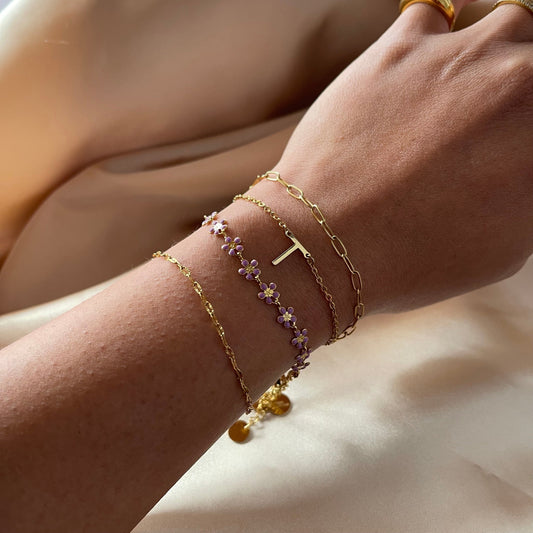 Lilac Daisy Bracelet | 18K Gold Plated