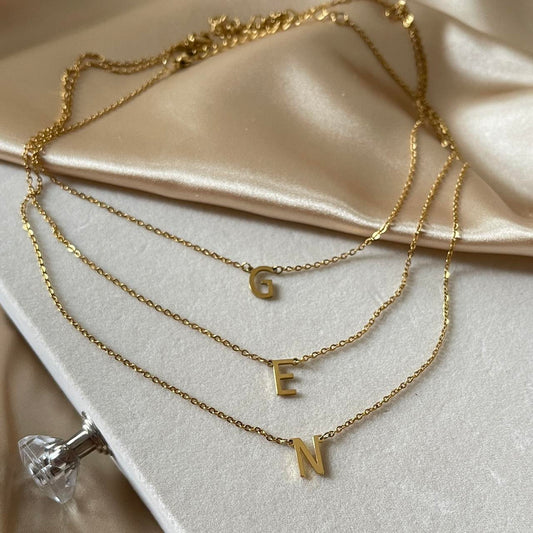 Gold Initial Necklace | 18k Gold Plated
