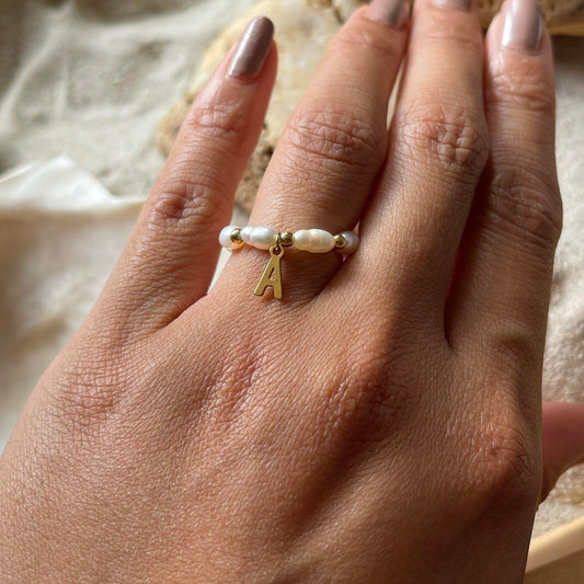 Padme Pearl Ring With Initial