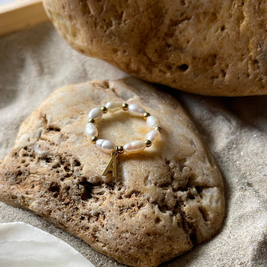 Padme Pearl Ring With Initial