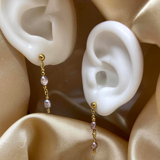 Purple Freshwater Pearl Dangle Earrings