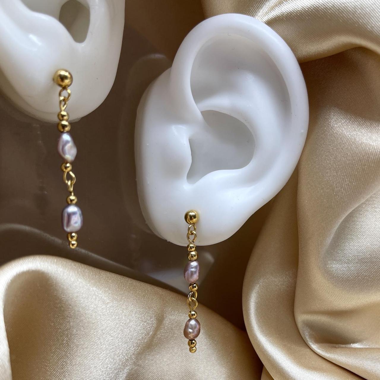 Purple Freshwater Pearl Dangle Earrings