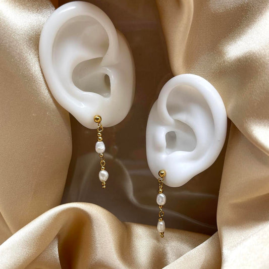 White Freshwater Pearl Dangle Earrings