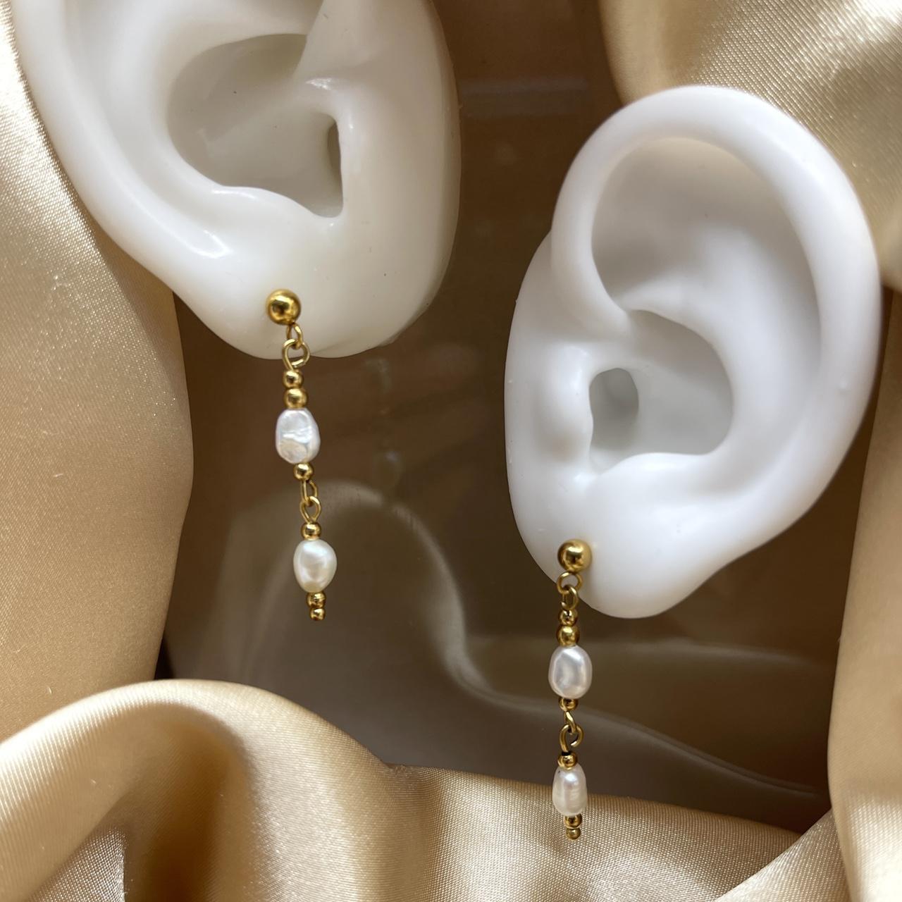 White Freshwater Pearl Dangle Earrings