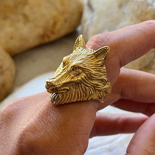 Gold Wolf Ring
