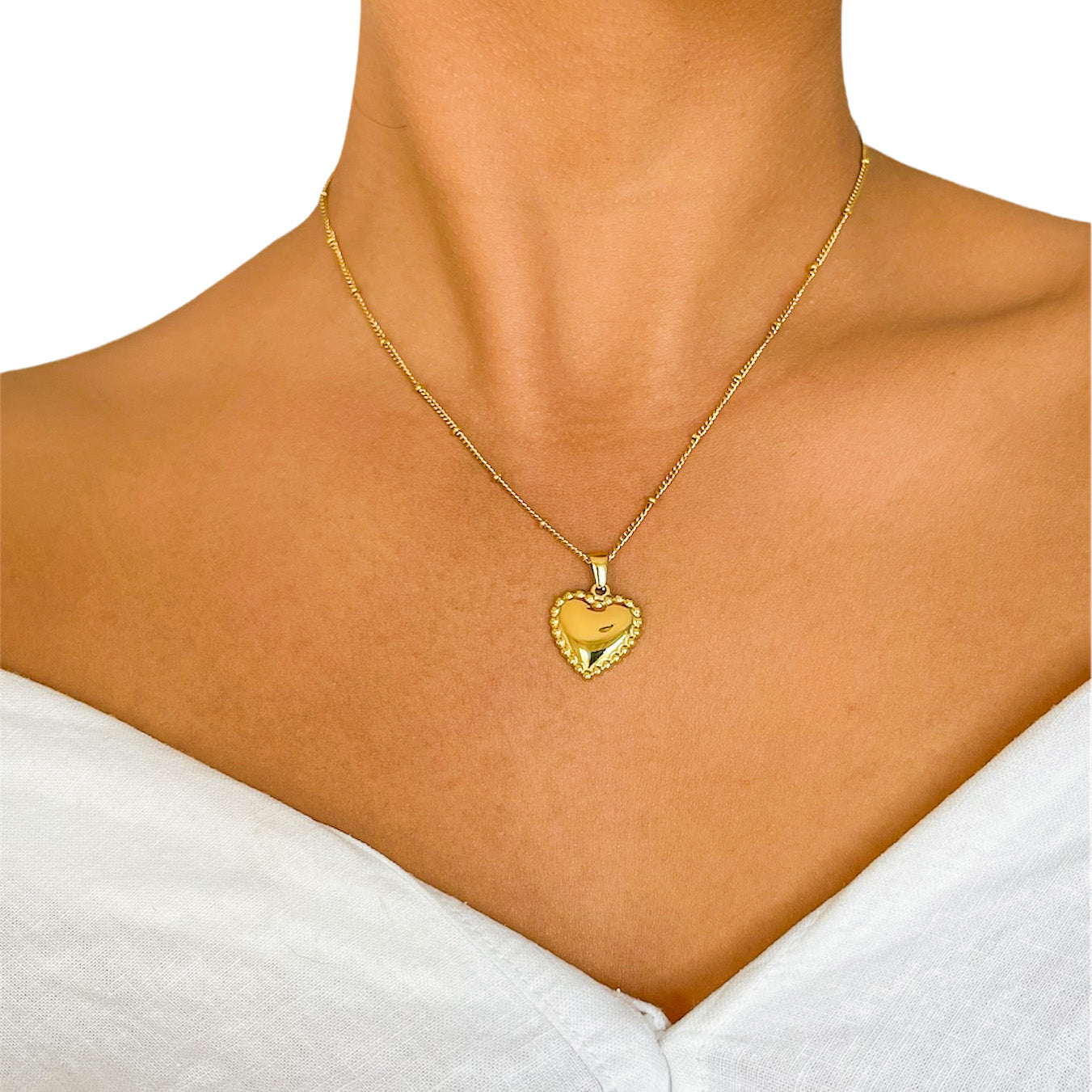 Beaded Heart Pendant Necklace