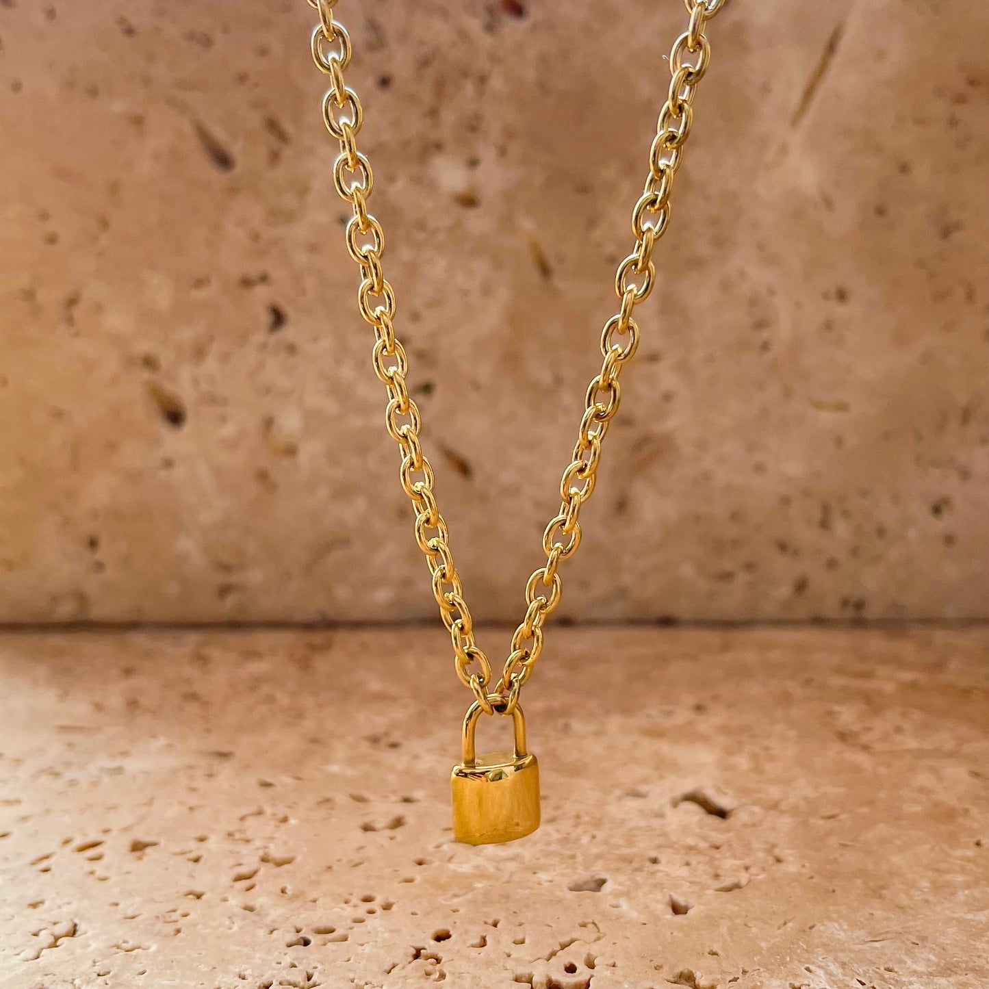 Hardware Lock Necklace | 18K Gold Plated