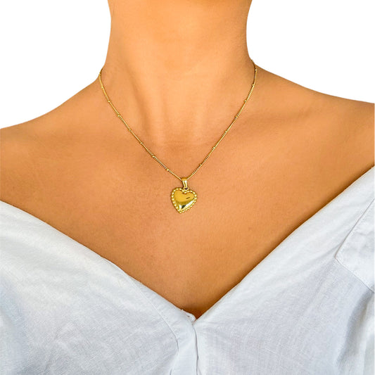 Beaded Heart Pendant Necklace