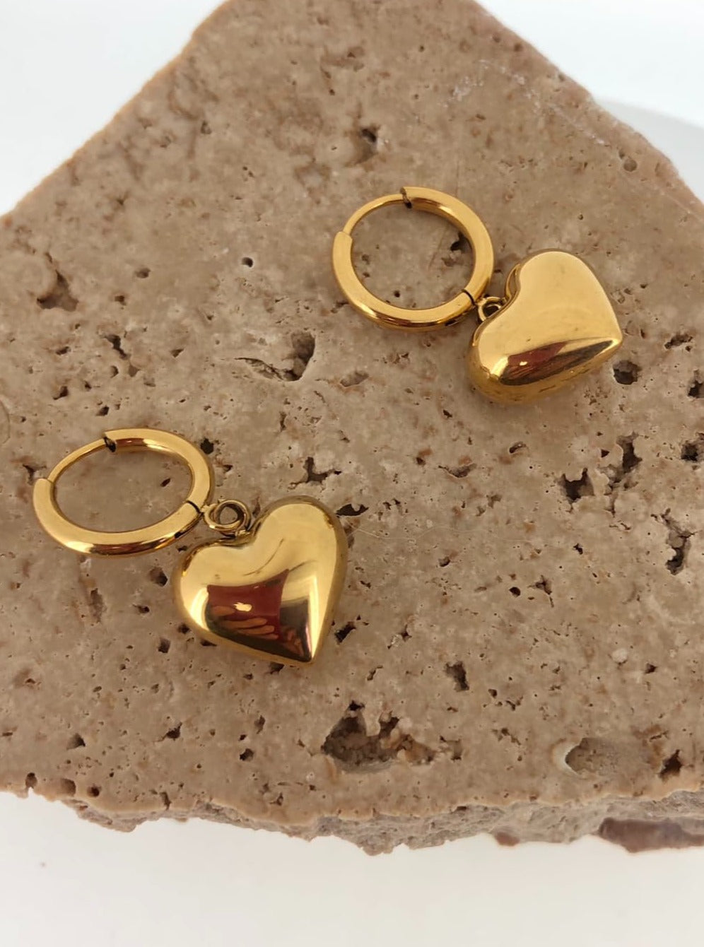 Puff Heart Hoops | 18K Gold Plated