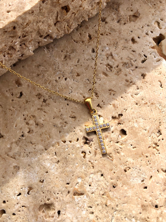 Cross Zircon Necklace | 18k Gold Plated