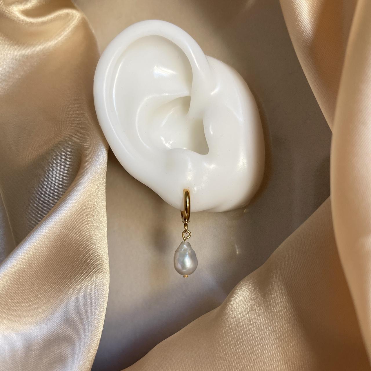 Mini Huggies Baroque Freshwater Pearl Earrings