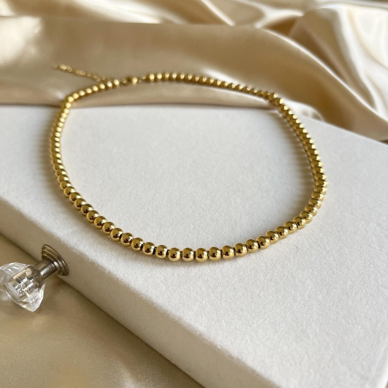 18K Gold Plated Stainless Steel Bead Necklace - Rags and Riches Lifestyle  Boutique