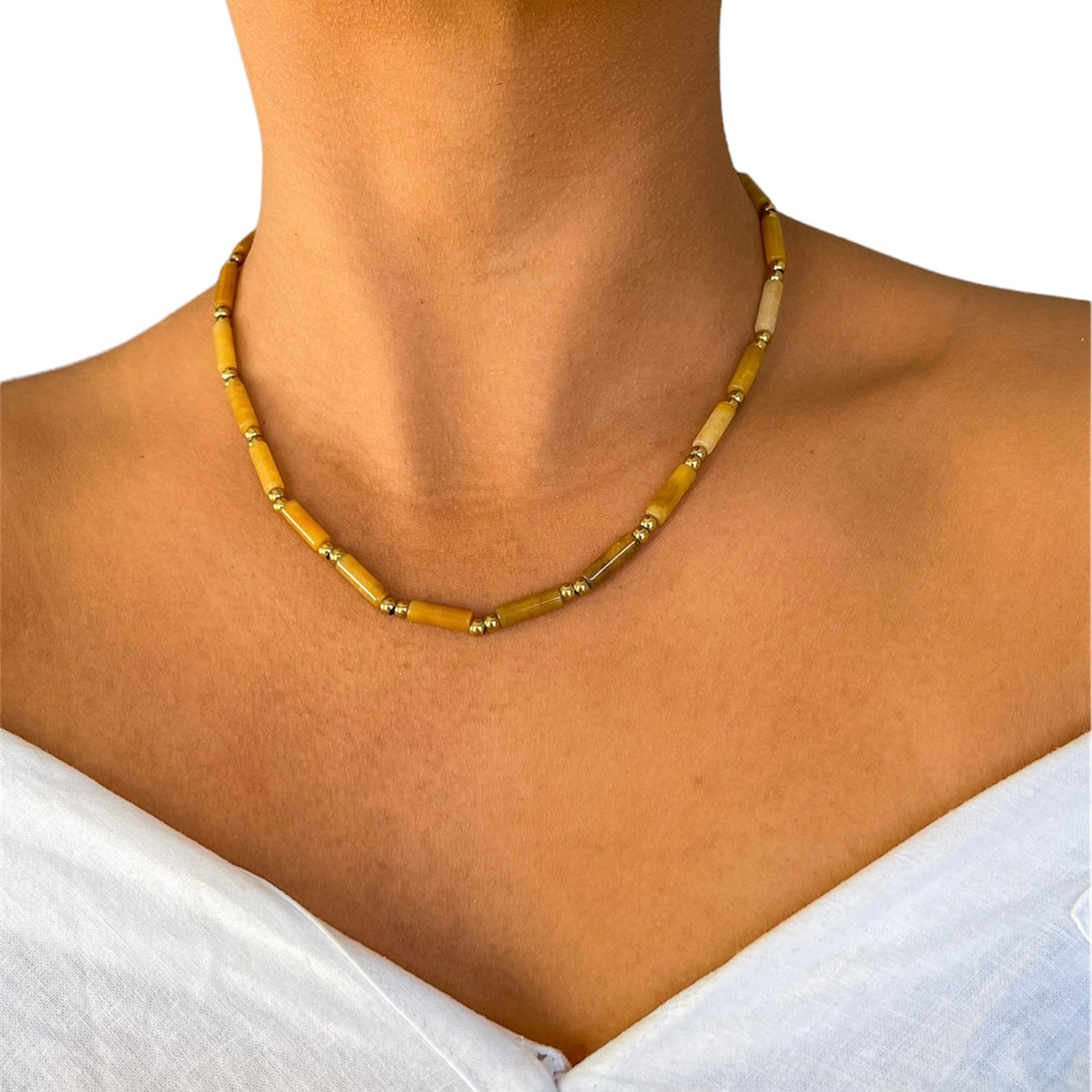 Yellow Jade Heishi Necklace