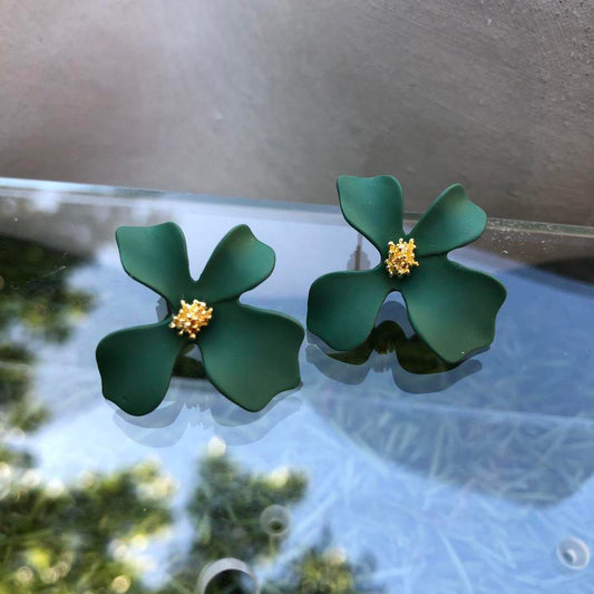 Green Bloom Stud Earrings