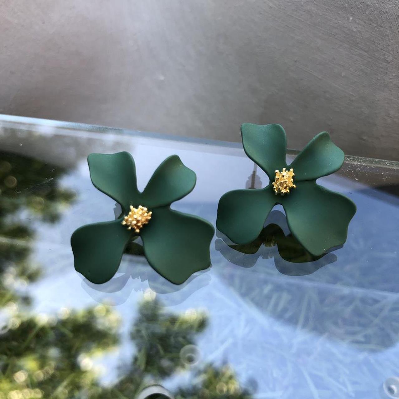 Green Bloom Stud Earrings