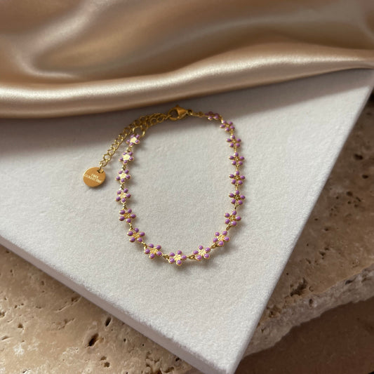 Lilac Daisy Bracelet | 18K Gold Plated