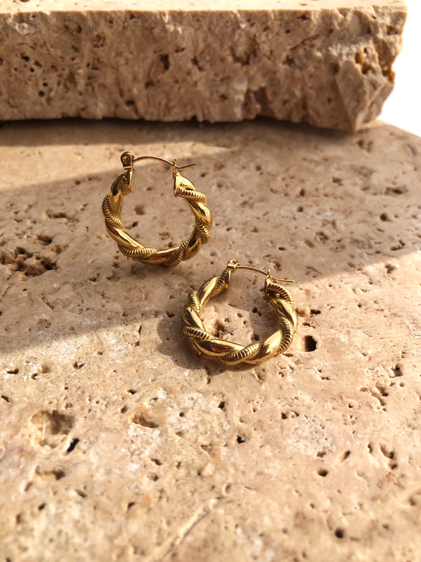 Gold Twisted Hoops | 18k Gold Plated