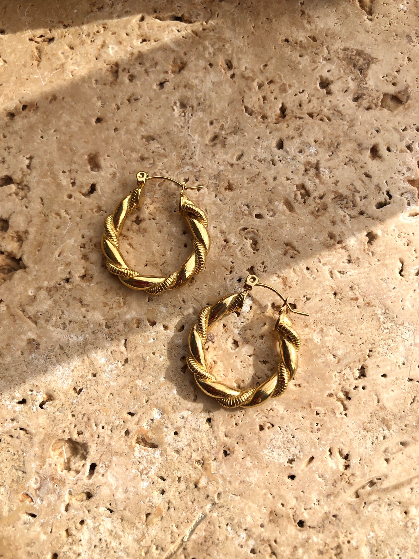 Gold Twisted Hoops | 18k Gold Plated