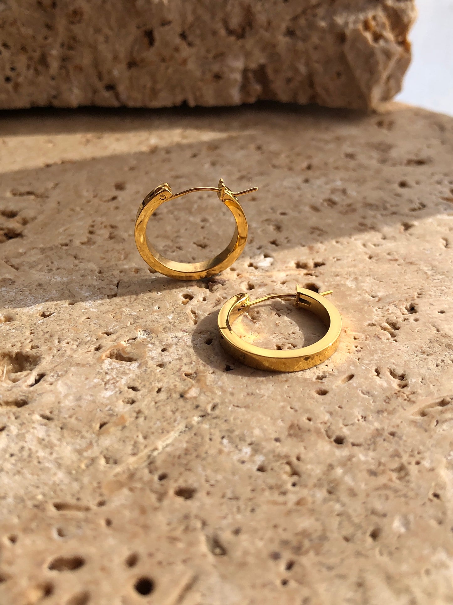 Flat Hoop Earrings | 18K Gold Plated