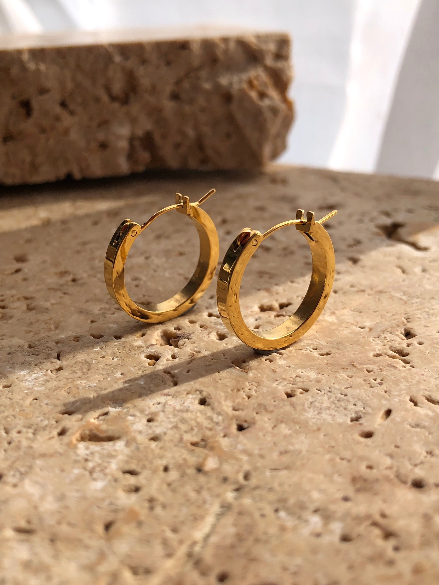 Flat Hoop Earrings | 18K Gold Plated