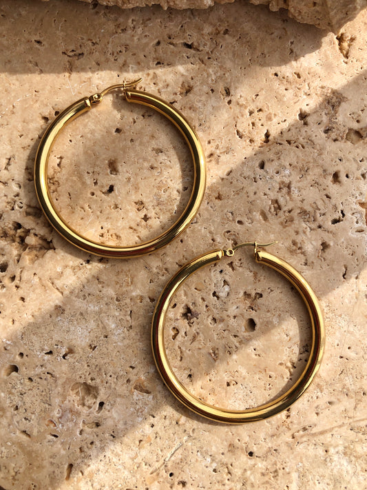 Classic Hoops - 50mm | 18k Gold Plated