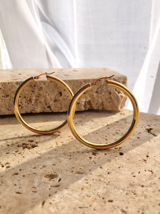Classic Hoops - 50mm | 18k Gold Plated