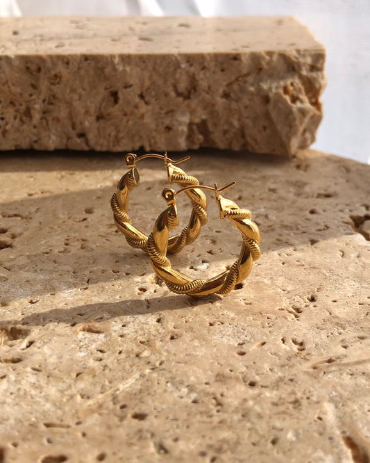 Gold Twisted Hoops | 18k Gold Plated