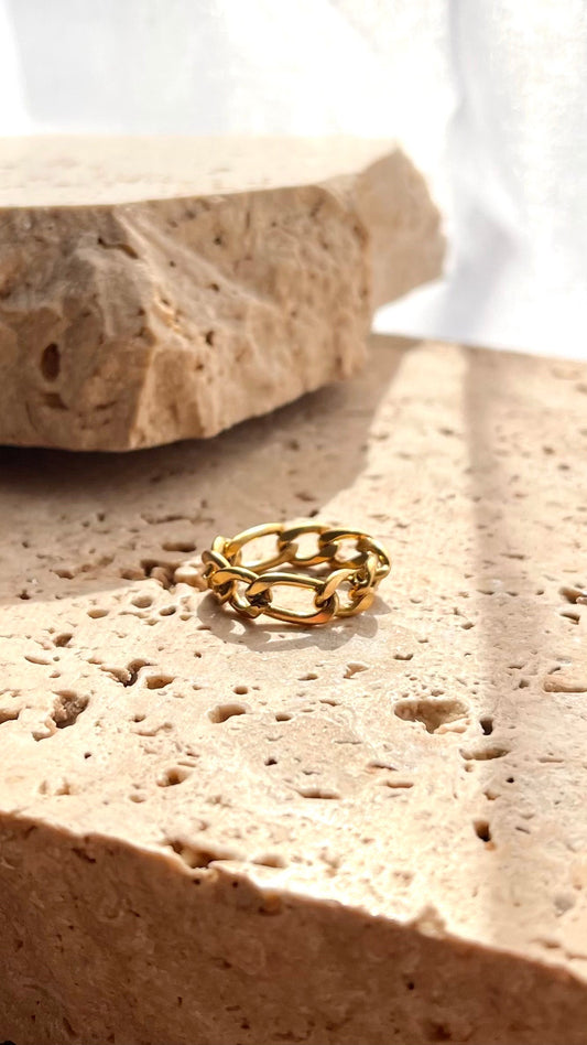 Figaro Chain Ring - 6mm | 18k Gold Plated