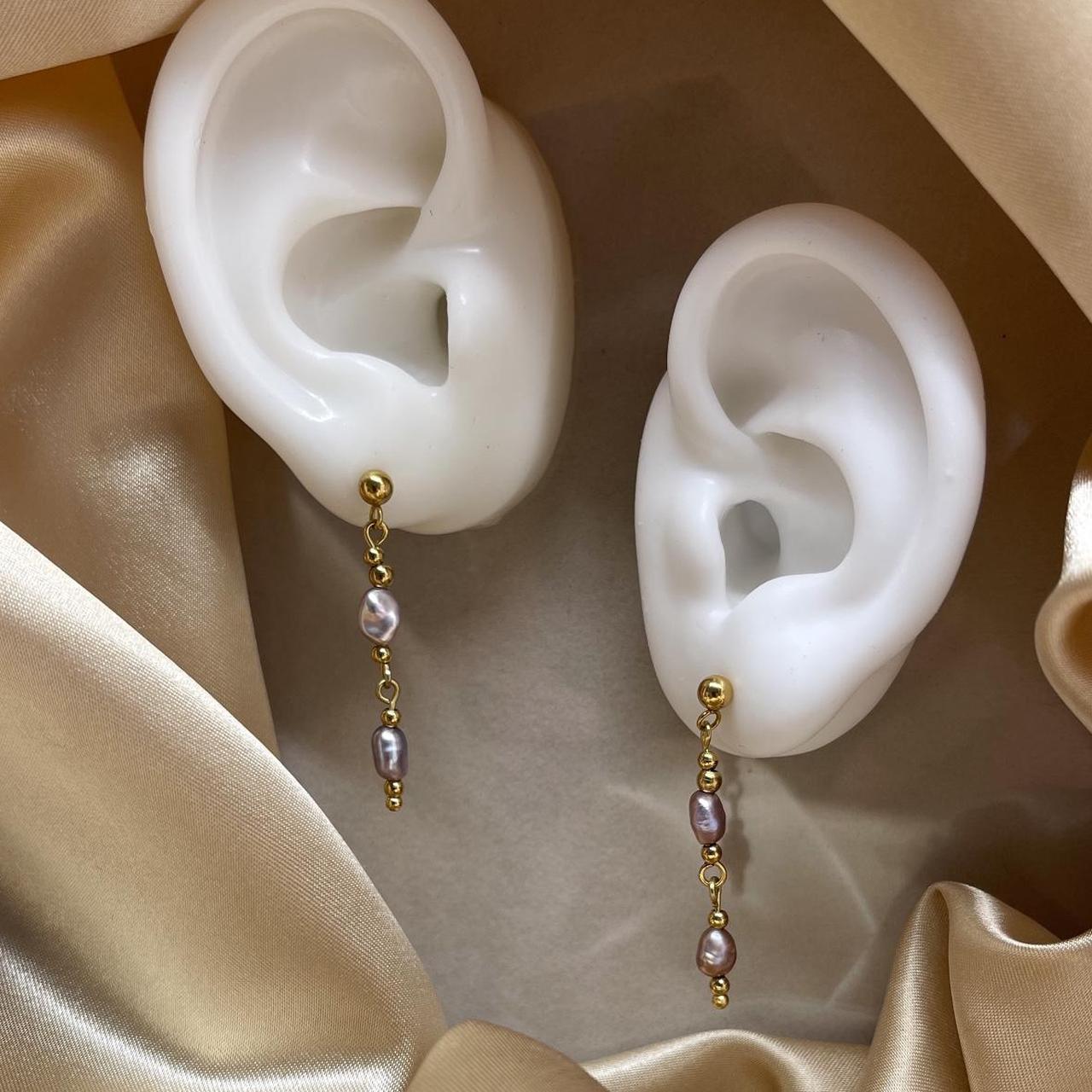 Purple Freshwater Pearl Dangle Earrings