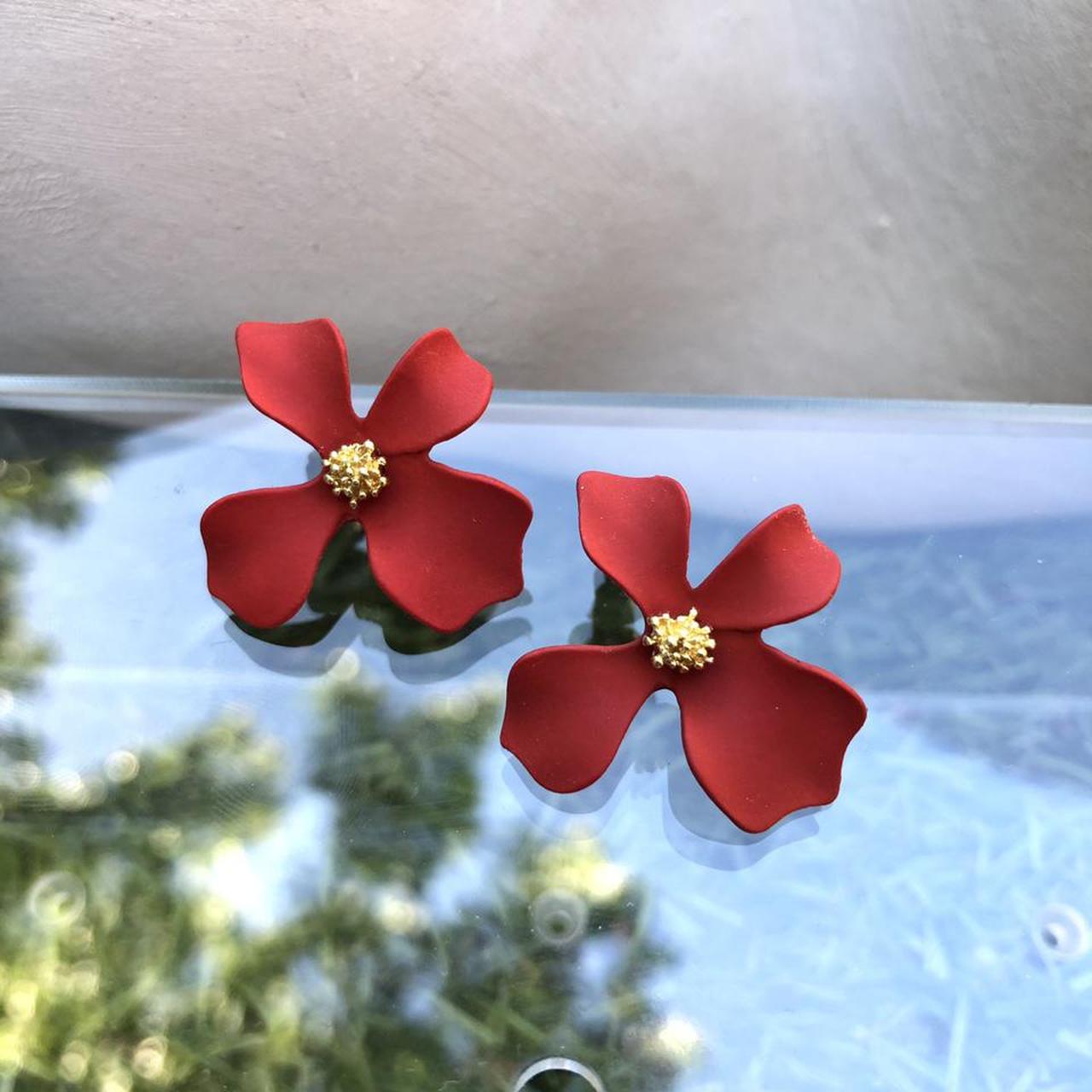 Red Bloom Stud Earrings