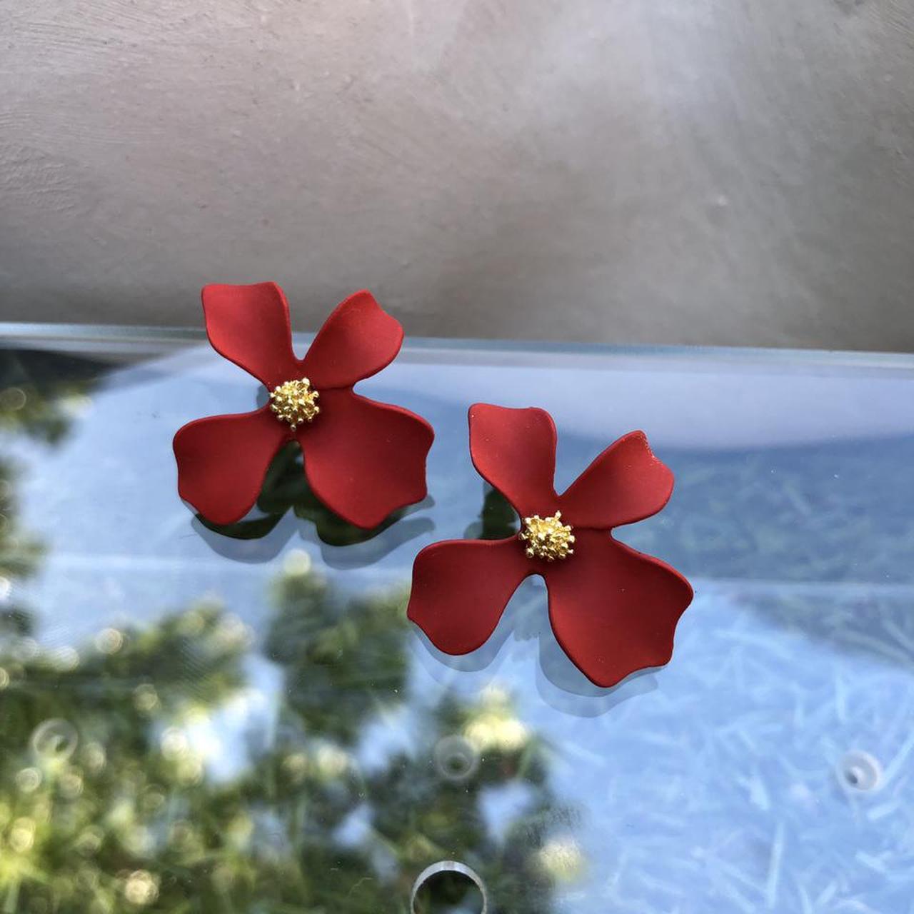 Red Bloom Stud Earrings