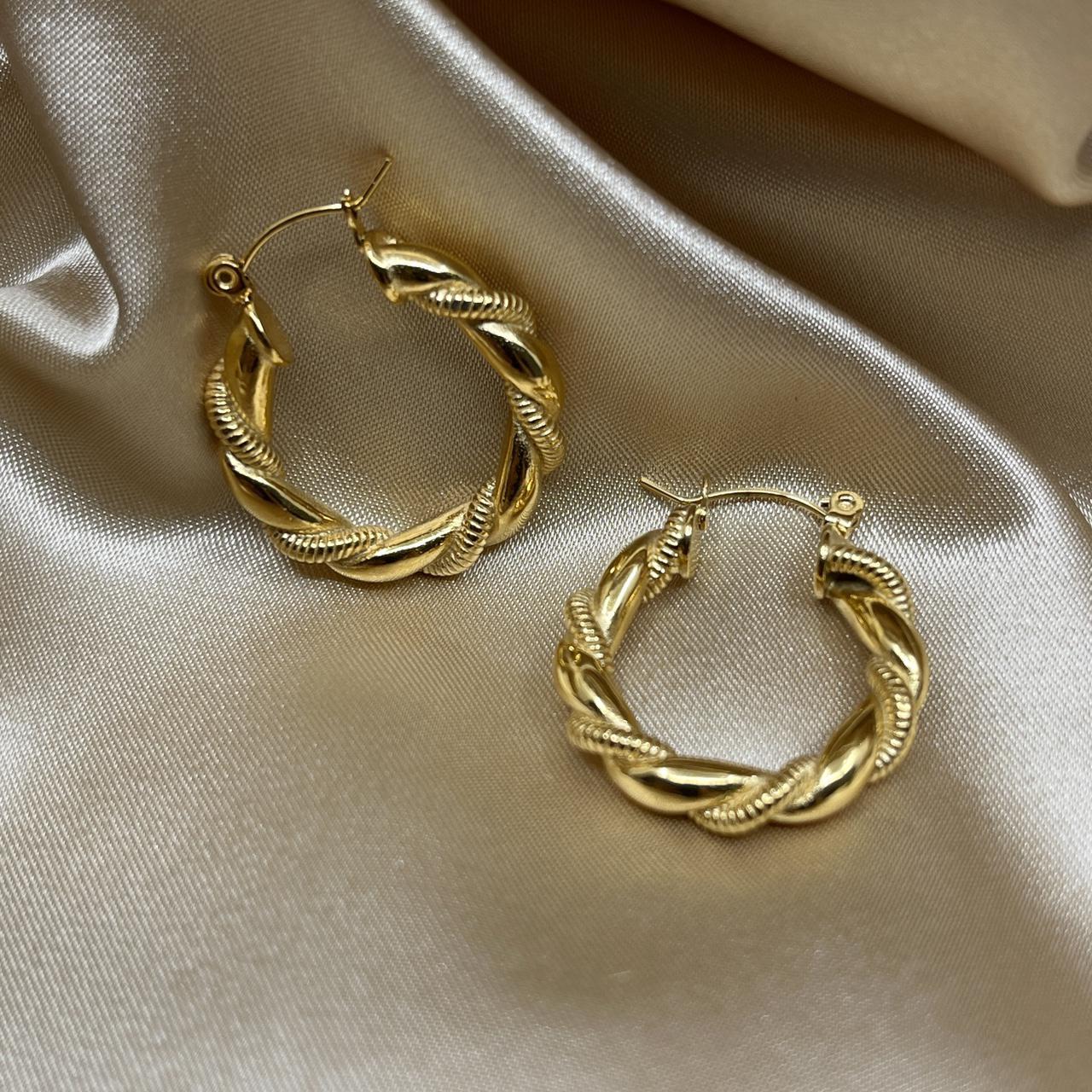 Gold Twisted Hoops | 18k Gold Plated