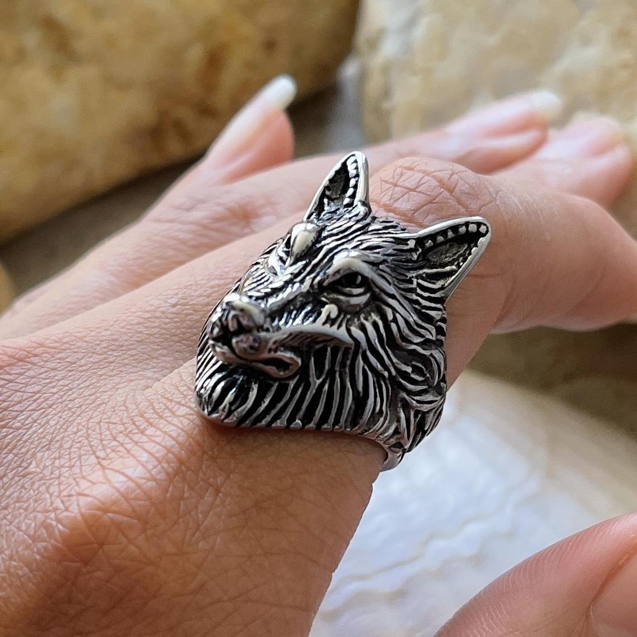 Statement Wolf's head Ring, sold animal design jewelry, Predator from Sterling Silver, White gold or Yellow gold