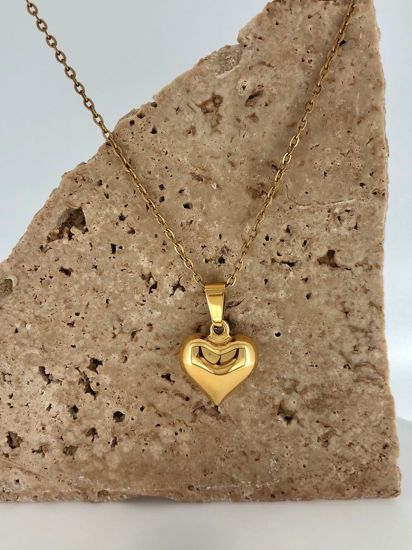 Puff Heart Necklace- Gold | 18K Gold Plated