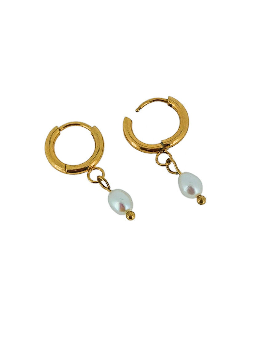 Pearl Hoops - Mini | 18K Gold Plated