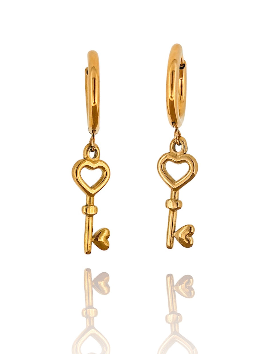 Key To Your Heart Hoops | 18K Gold Plated