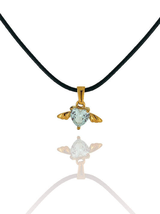 Zircon Heart Necklace- Choker Black | 18K Gold Plated