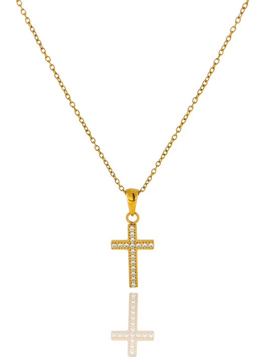 Cross Zircon Necklace | 18k Gold Plated